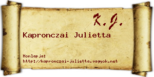 Kapronczai Julietta névjegykártya